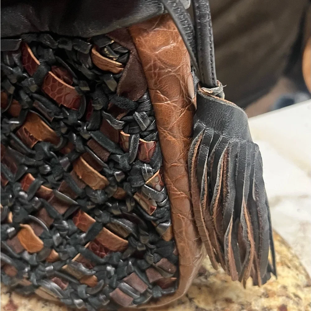 Sharif • Vintage • Small • Brown/ Black • Leather • Crossbody Handbag - Picture 6 of 13